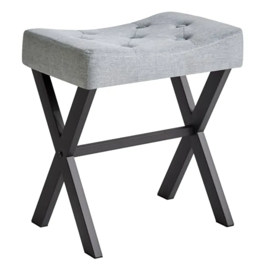 

U-Shaped Vanity Stool, Square Makeup Chair with X-Leg, Ottoman Seat Footrest Stool, Multi-Use as Small Side Table, for Bedroom,