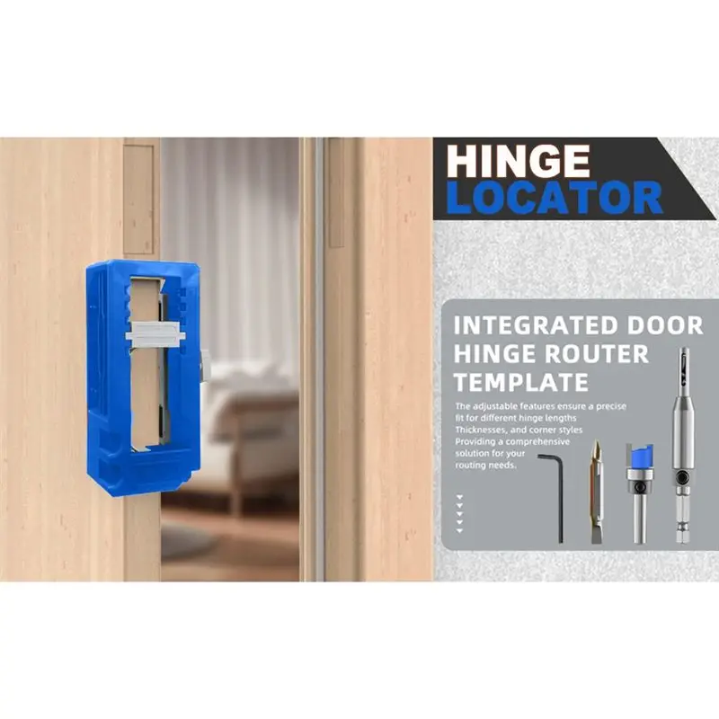 AT21-Door Hinge Mortise Template Adjustable Door Hinge Jig Kit Fits 90 Degree Anglesand Door Hinges With Hinge Type Square