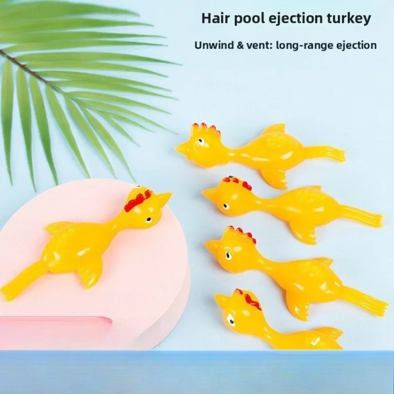 Office creative decompression small toy fun finger ejection flying little turkey dinosaur sticky wall decompression artifact