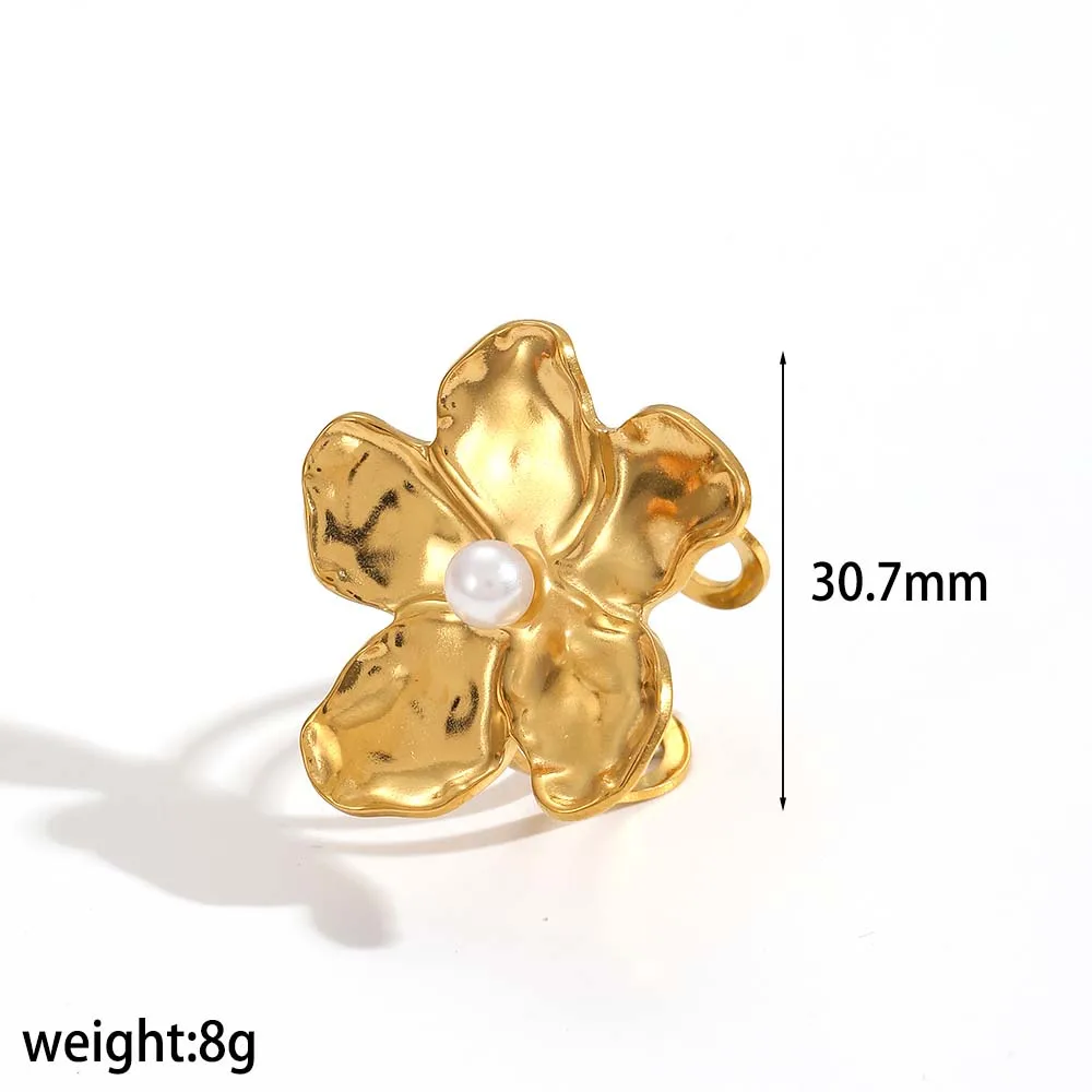 Persönliches Design, Edelstahl, hohle Blumen- und Blattmuster, offene Ringe für Damen, rostfrei, trendiger Schmuck, Accessoires, Geschenke. – Detail 7