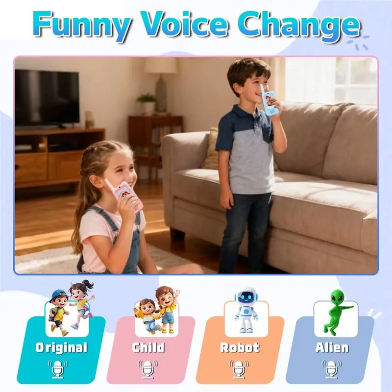 【新規ユーザー限定】子供向けギフト用-2個入り-子供用ビデオトランシーバー-セルフィーで音声写真絵文字を送信できる-男の子と女の子向け