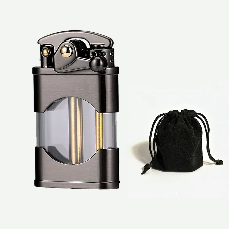 2024 Zorro New Windproof Waterproof Kerosene Lighter with Transparent Oil Tank Creative Retro Grinding Wheel Flint Metal Lighter