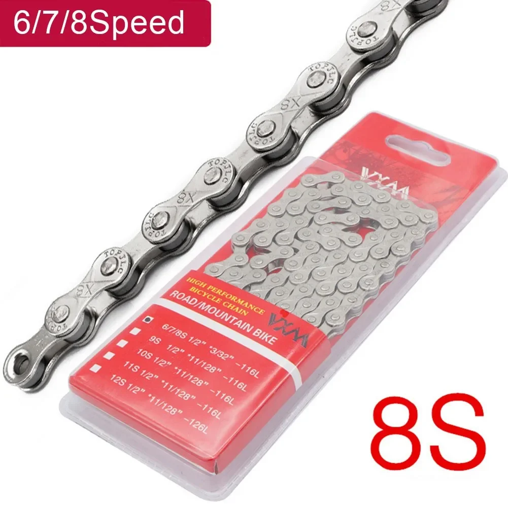 

116 Links Bike Chain Variable Speed Chain 6/7/8/9/10s Bicycle Mountain Bike Stainless Steel New Practical Hot Sale Useful
