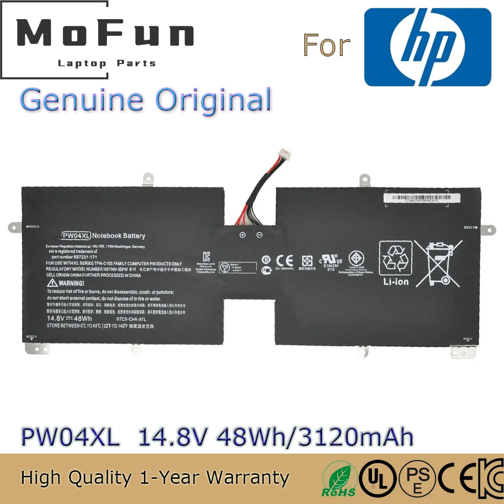 

Brand New Original PW04XL 14.8V 3120mAh Laptop Battery for HP SpectreXT TouchSmart 15-4000eg HSTNN-IBPW TPN-C105