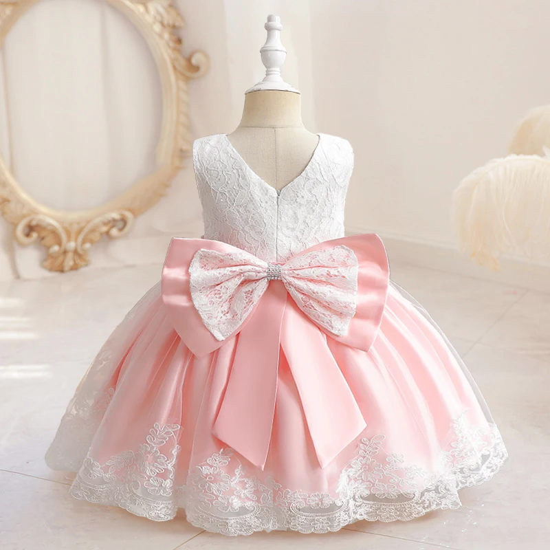 Toddler Baby Girls Lace Dress Kids Flower Elegant Wedding Princess Birthday Tutu Dress Children Christmas Party Formal Clothing