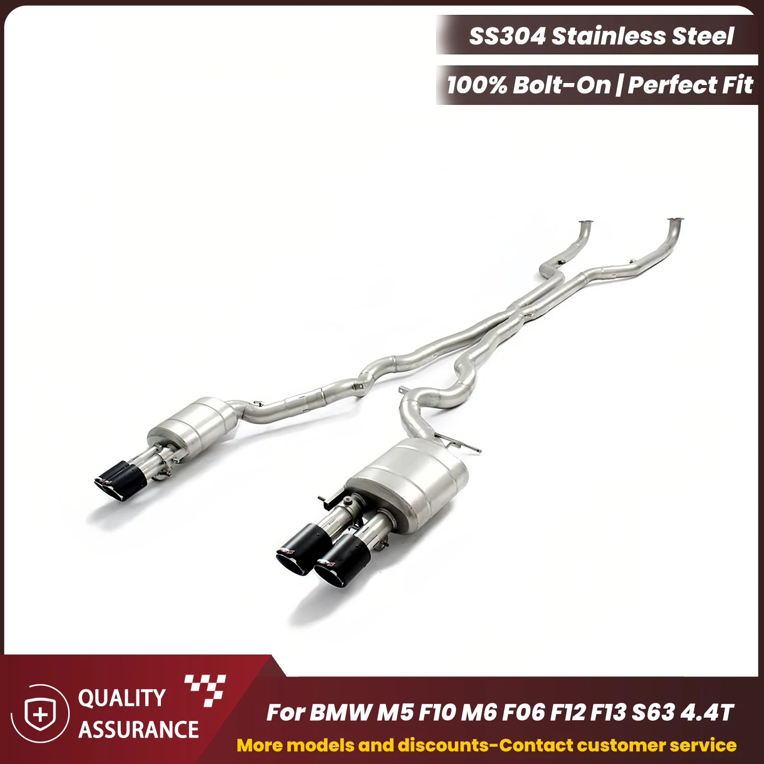 

Stainless Steel Catback Exhaust ECCF Race Sound for BMW M5 F10 M6 F06 F12 F13 S63 4.4T Plug & Play OEM Warranty Friendly