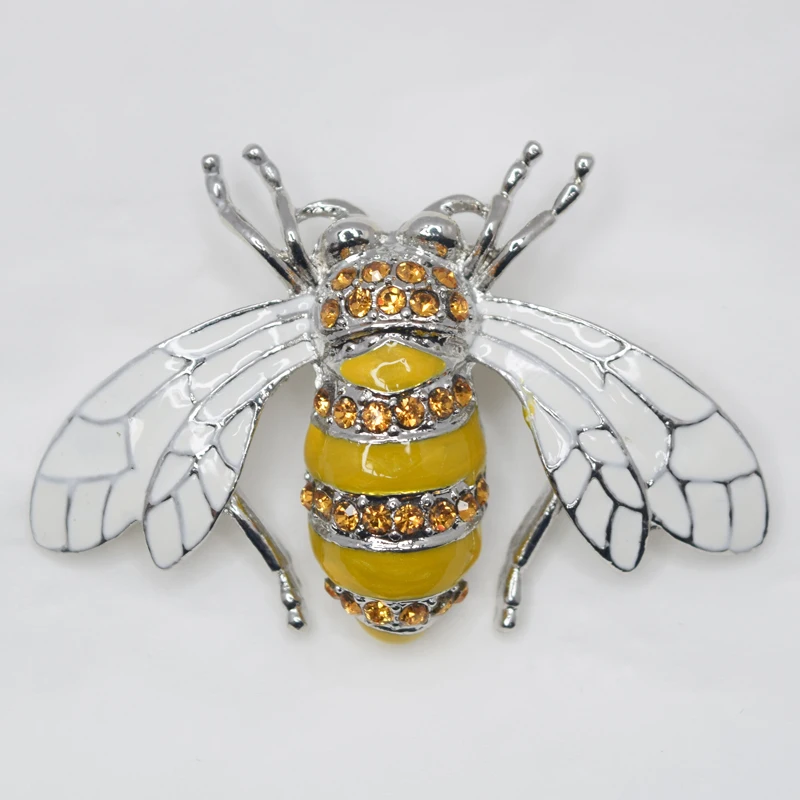 

12 шт./лот, оптовая продажа, стразы, эмаль, медовая пчела, модные броши-булавки, ювелирные изделия, подарок C101709