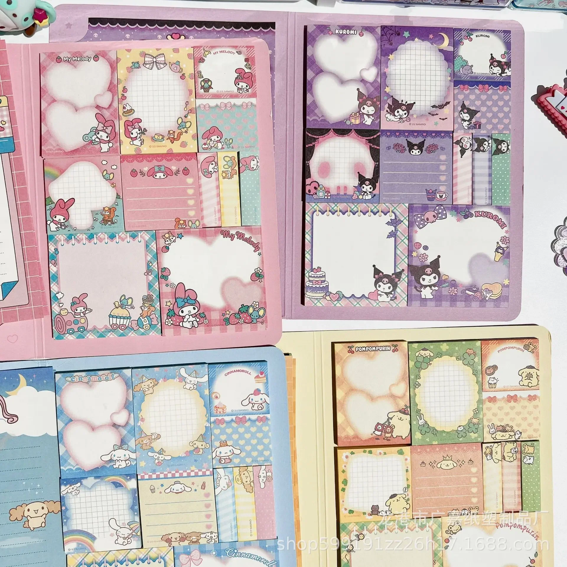 

Kawaii HelloKitty Melody Kuromi Cinnamoroll Posted-It Notes Suit Anime Sanrioed Girl's Heart Tearable Note Pad Handbook Material