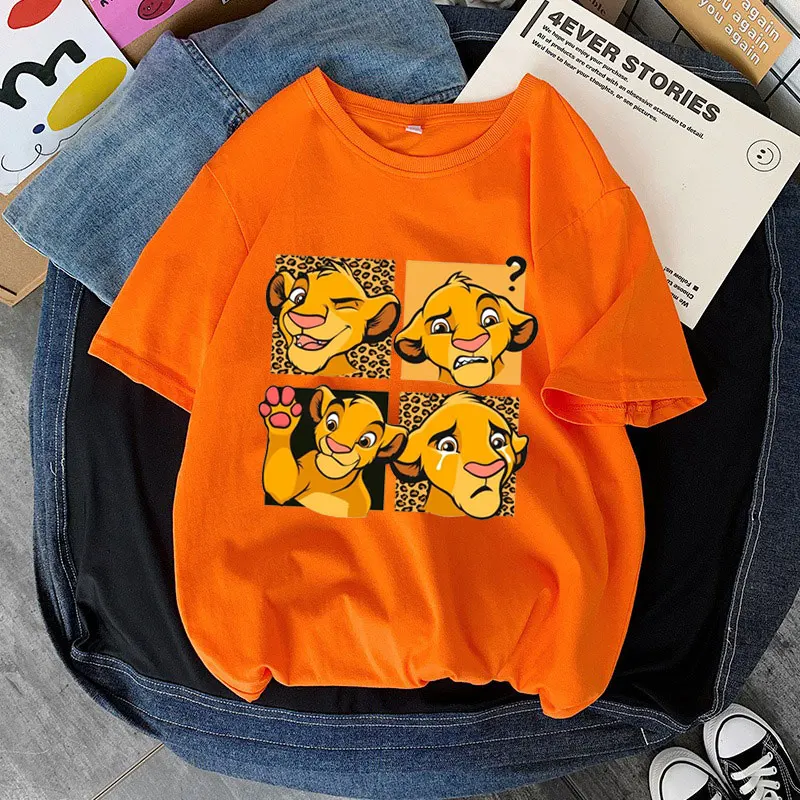 The Lion King Cartoon Anime Men T-shirt Summer Short Sleeve Casual Women T Shirts 2024 New Fashion Couple Tee Tops Clothes