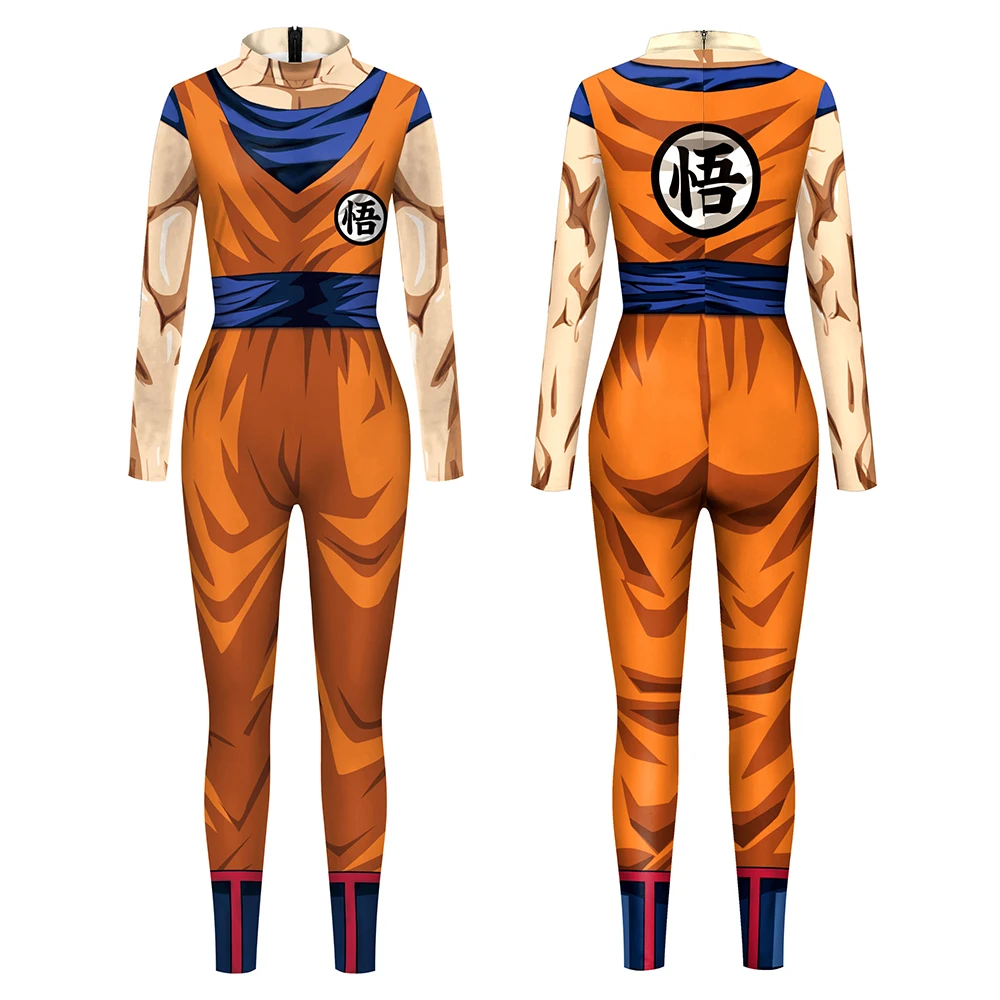 Japanese Anime Jumpsuit Fake Two Pieces Bodysuit Muscle Long Sleeved Catsuit Halloween Cosplay Costume Adult Kids Zentai