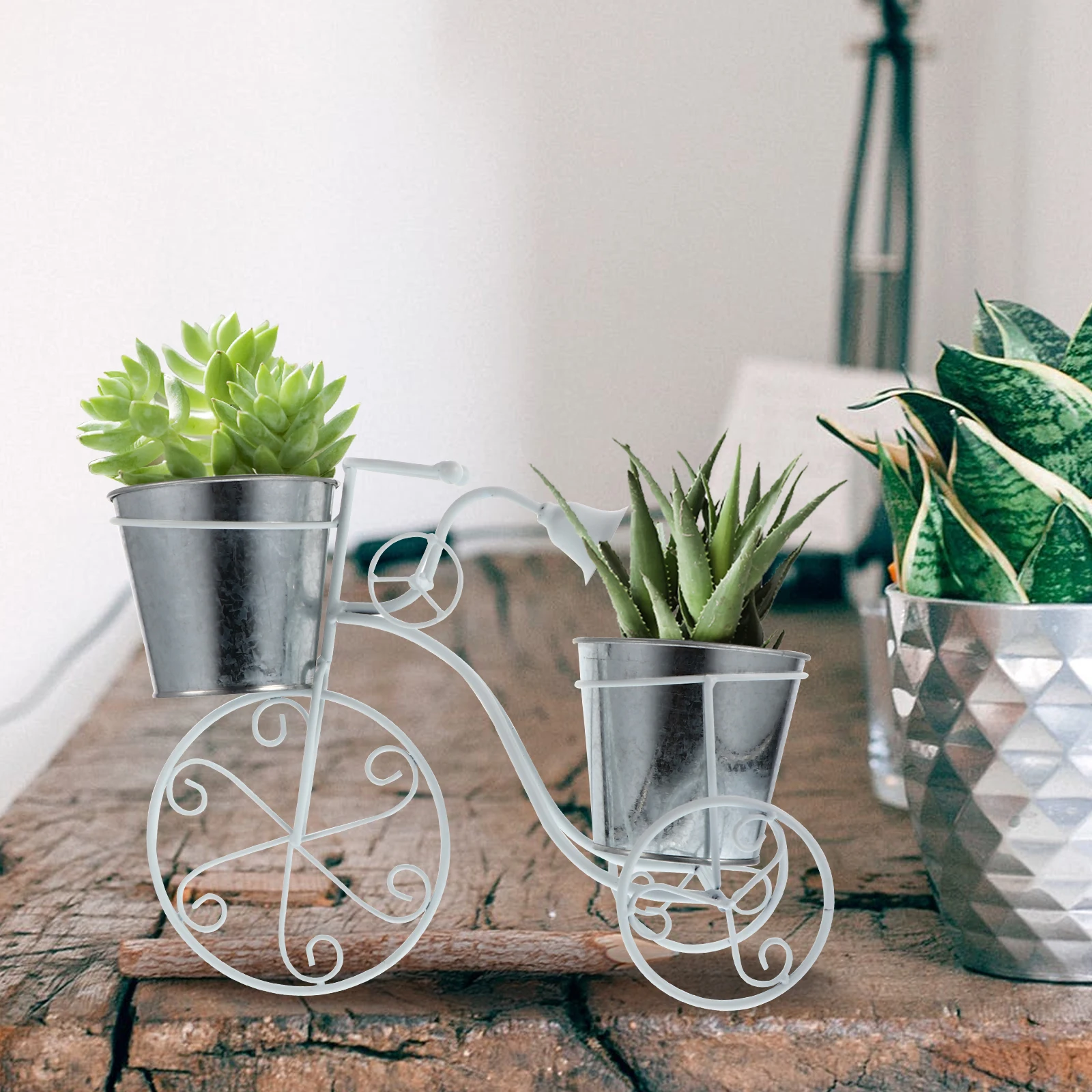 1 قطعة رف أحواض زهور الدراجة الحديد شكل الدراجة حامل النبات لحامل العصارة ديكور المنزل مكتب حديقة الديكور #1