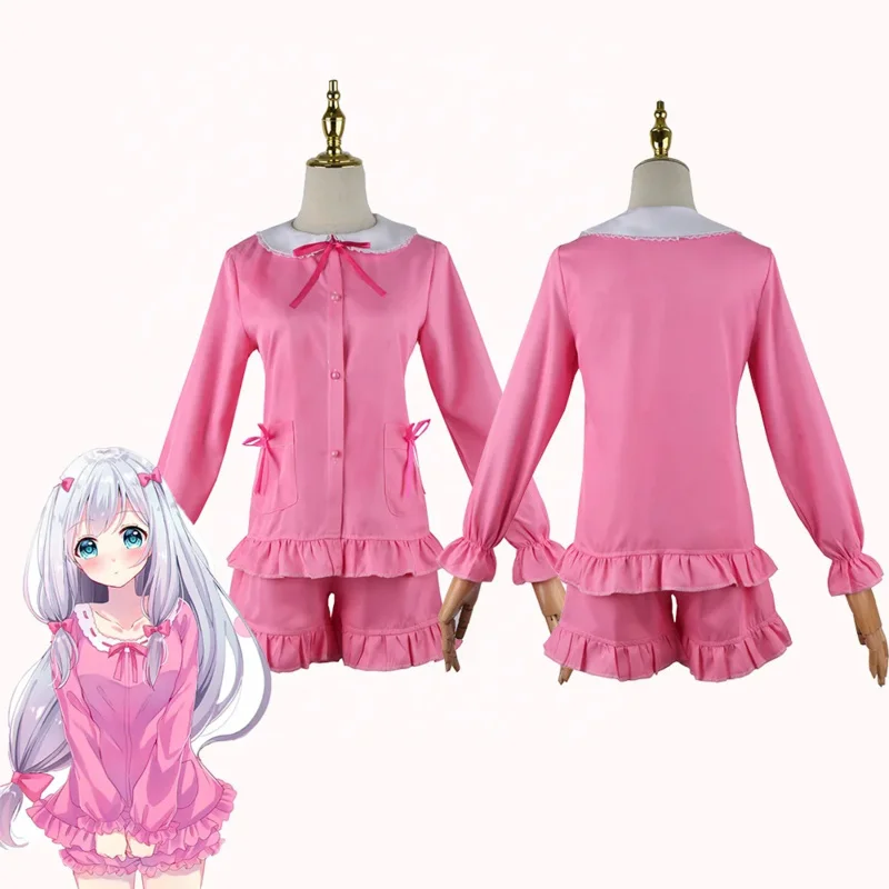 Japan new anime Eromanga sense Izumi Sagiri cosplay costumes pink pajamas long silver wig Kawaii girls Lolita suits sets