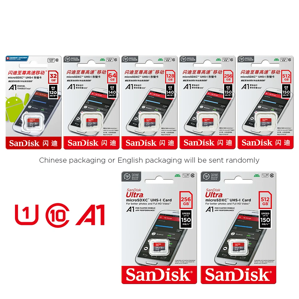 Ultra MicroSD 128GB 32GB 64GB 256GB 512GB A1 Micro SD-Karte SD TF Flash-Karte Speicherkarte Klasse 10 für Telefon – Detail 6