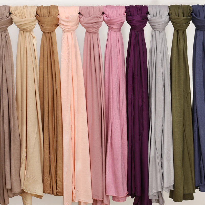 170x60cm modale Baumwolle Jersey Hijab Schal Ramadan lange muslimische Schal einfache weiche Turban Wraps für Frauen Afrika Stirnband