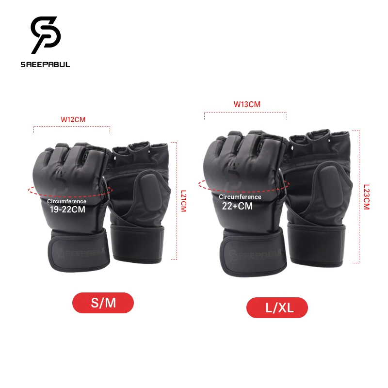 Luvas de boxe de combate de meio dedo mma profissional engrossadas sanda luta livre luvas de treinamento de artes marciais mistas