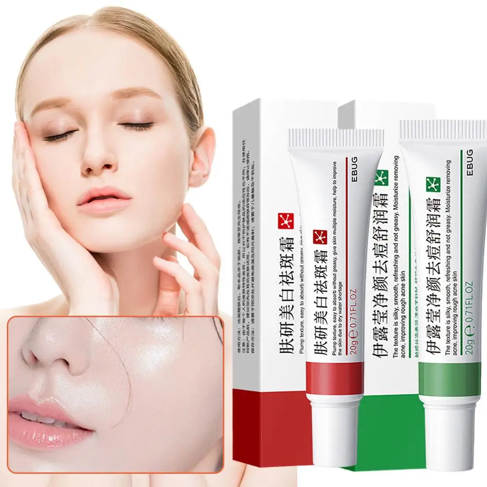 EBUG 2-in-1 Skin Care Set Whitening Freckle Cream & Acne Treatment Cream Moisturizing Brightening Fade Acne Scars Face Care