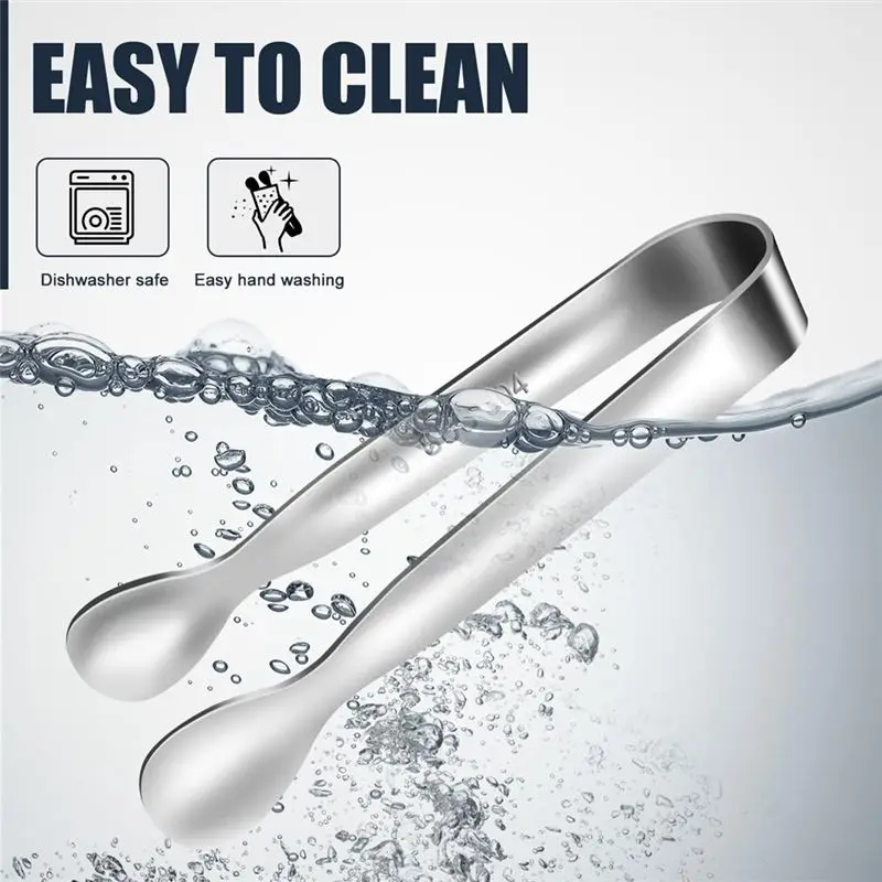 ABSE-Set Fo 12 Small Tongs For Appetizers 4 Inch Sugar Tong - Silver Small Stainless Steel Metal Cooking Tong