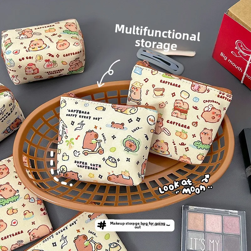 Capybara Zero Wallet, Cute Capybara Coin Pouch, Cartoon Portable Coin Storage Bag, Mini Lipstick Pouch