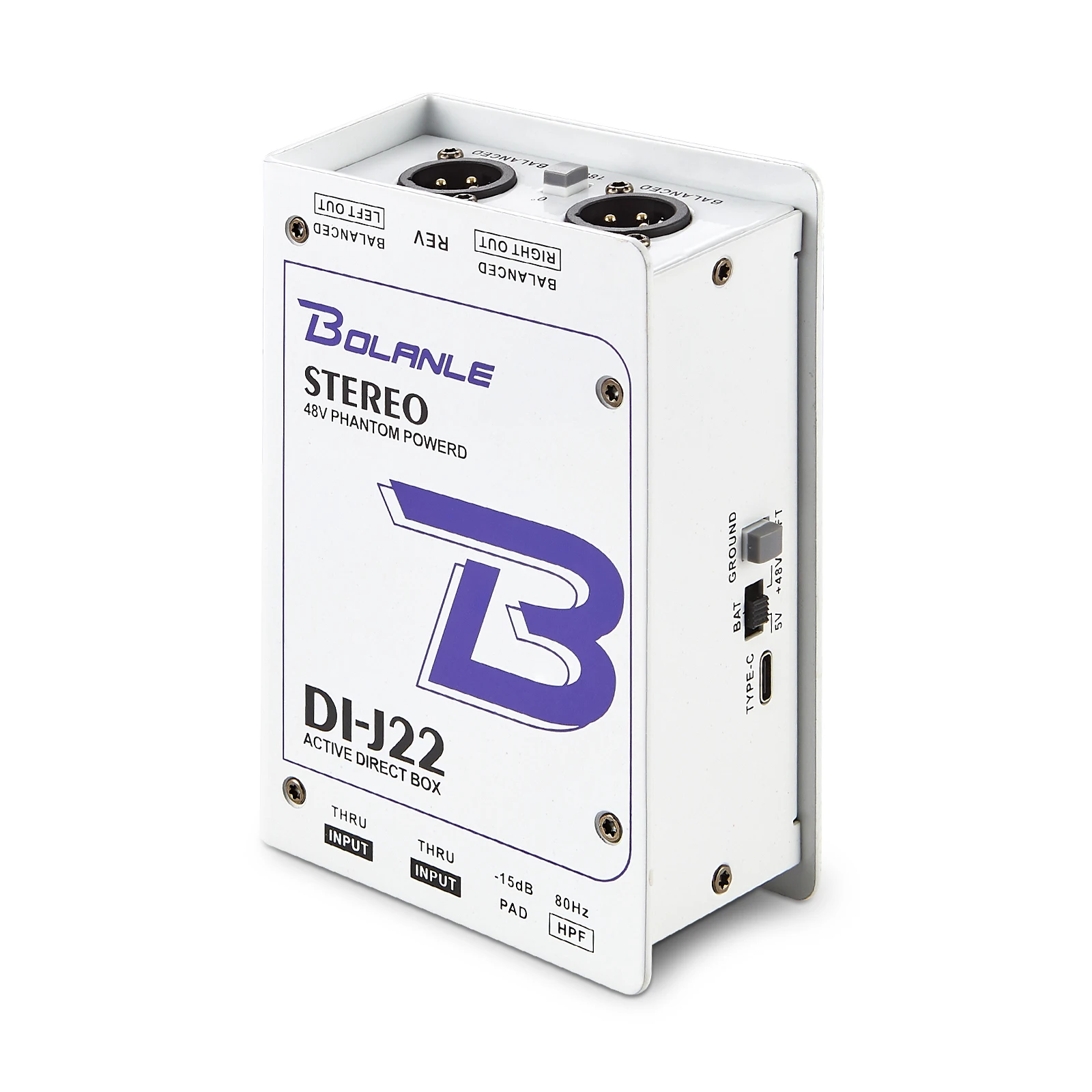 Bolanle J22 Di Box 5V 9V 48V Multi Functional Professional 2 Channel  Phantom Power Active Passive Direct Box