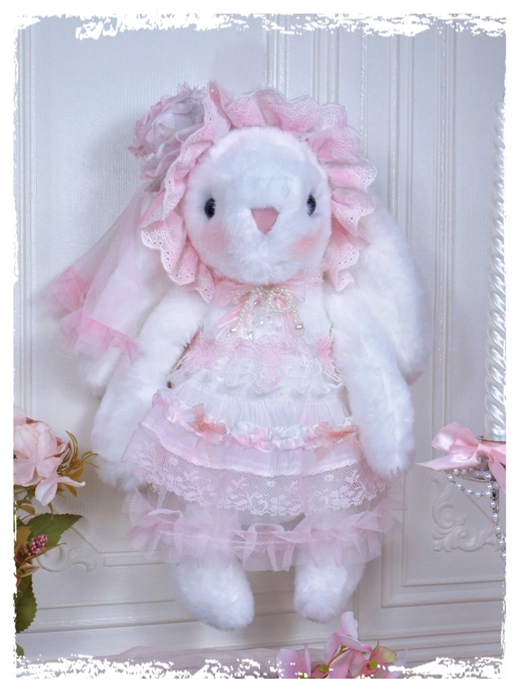 

Original Sweet Heavy-Worked Rabbit Doll Pink Plu Crossbody Bag Gift Soft oulder Bag for Women Metal Chain Zipper Closure