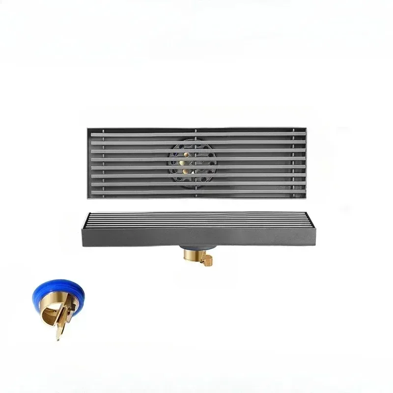 Long 304 Stainless Steel Anti-odor All Copper Core Bathroom Rectangular Large Capacity Shower Drain Gang Shower Accessories