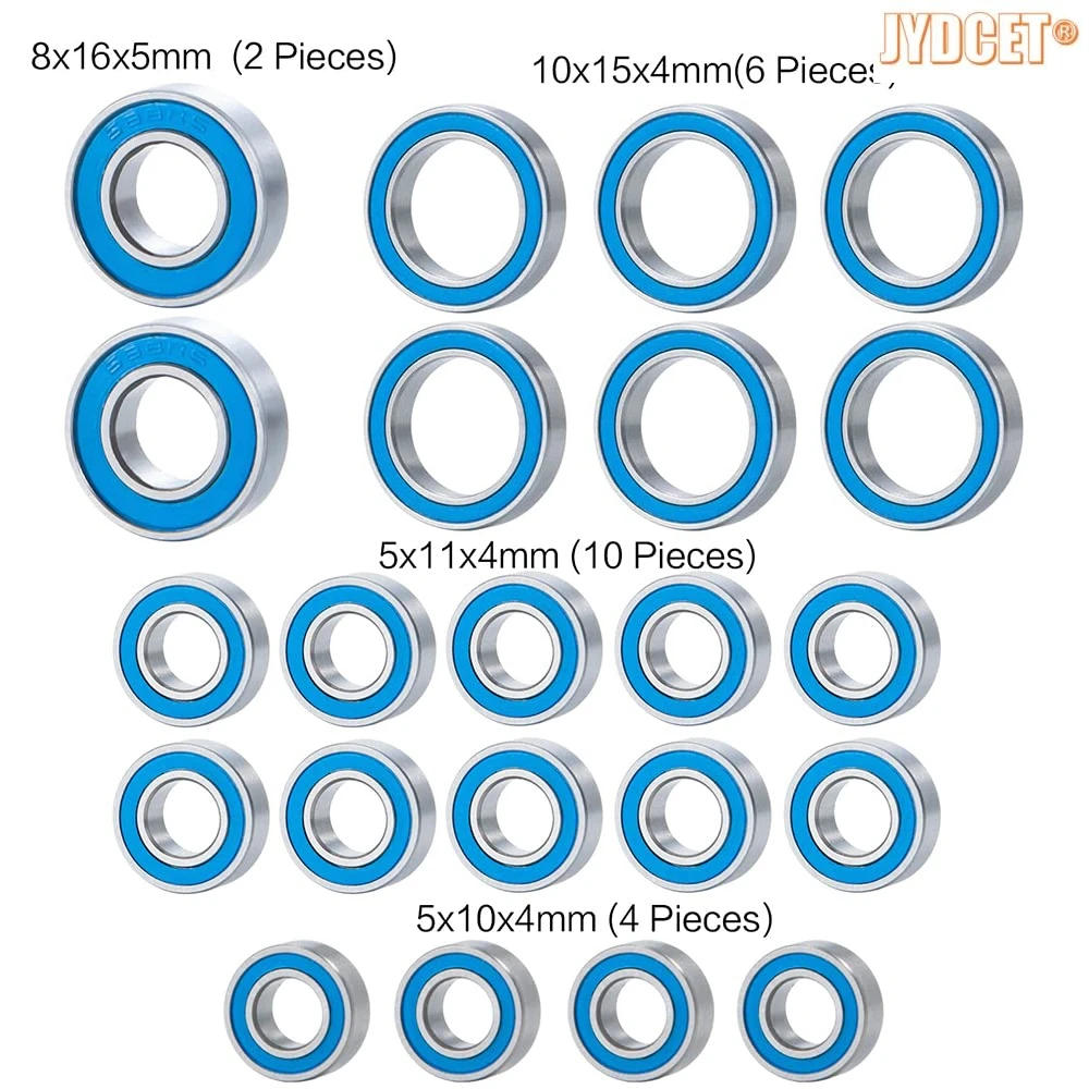 Precisie hogesnelheidslagers - 22 stuks blauwe rubberen afgedichte kogellagerset voor RC 1/10 axiale SCX10 RC crawler auto