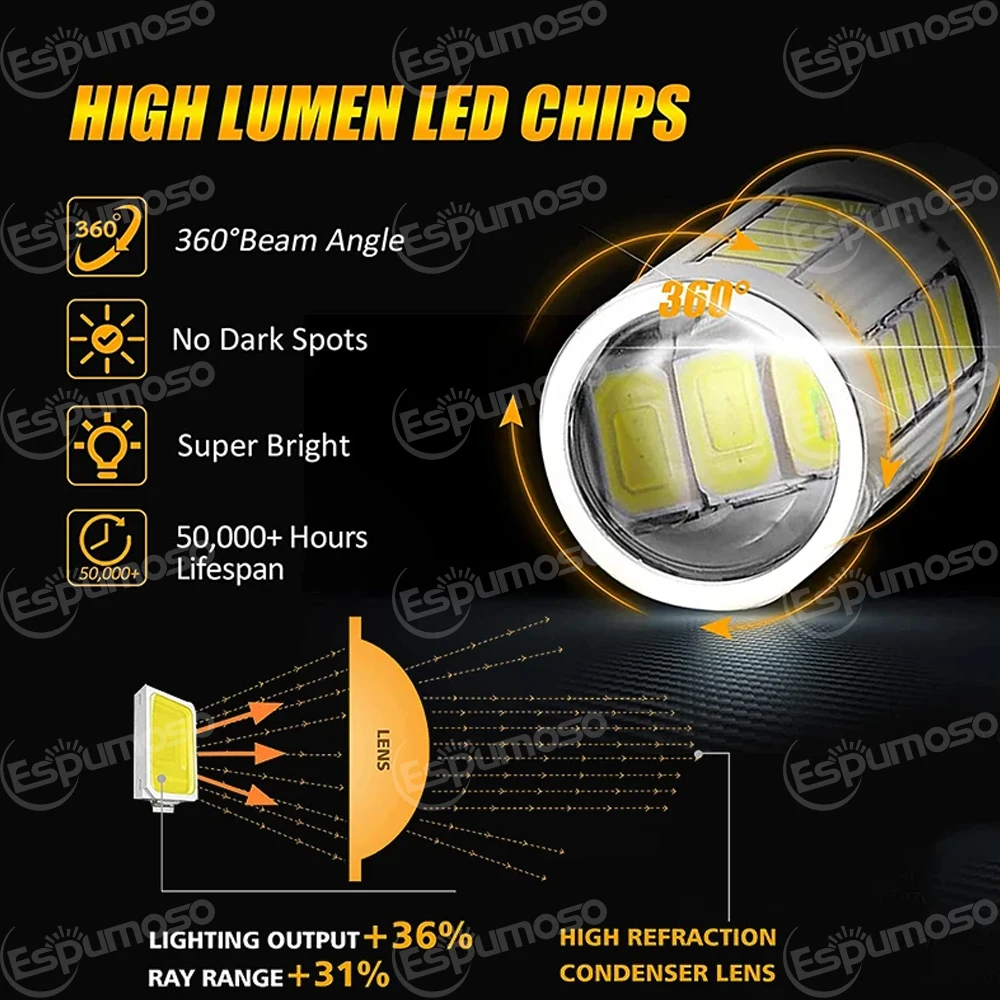 Car LED Reverse Light P21W Ba15s 1156 For PEUGEOT 2008 3008 206 207 306 307 406 407 408 107 108 1007 Boxer Bipper Expert Partner