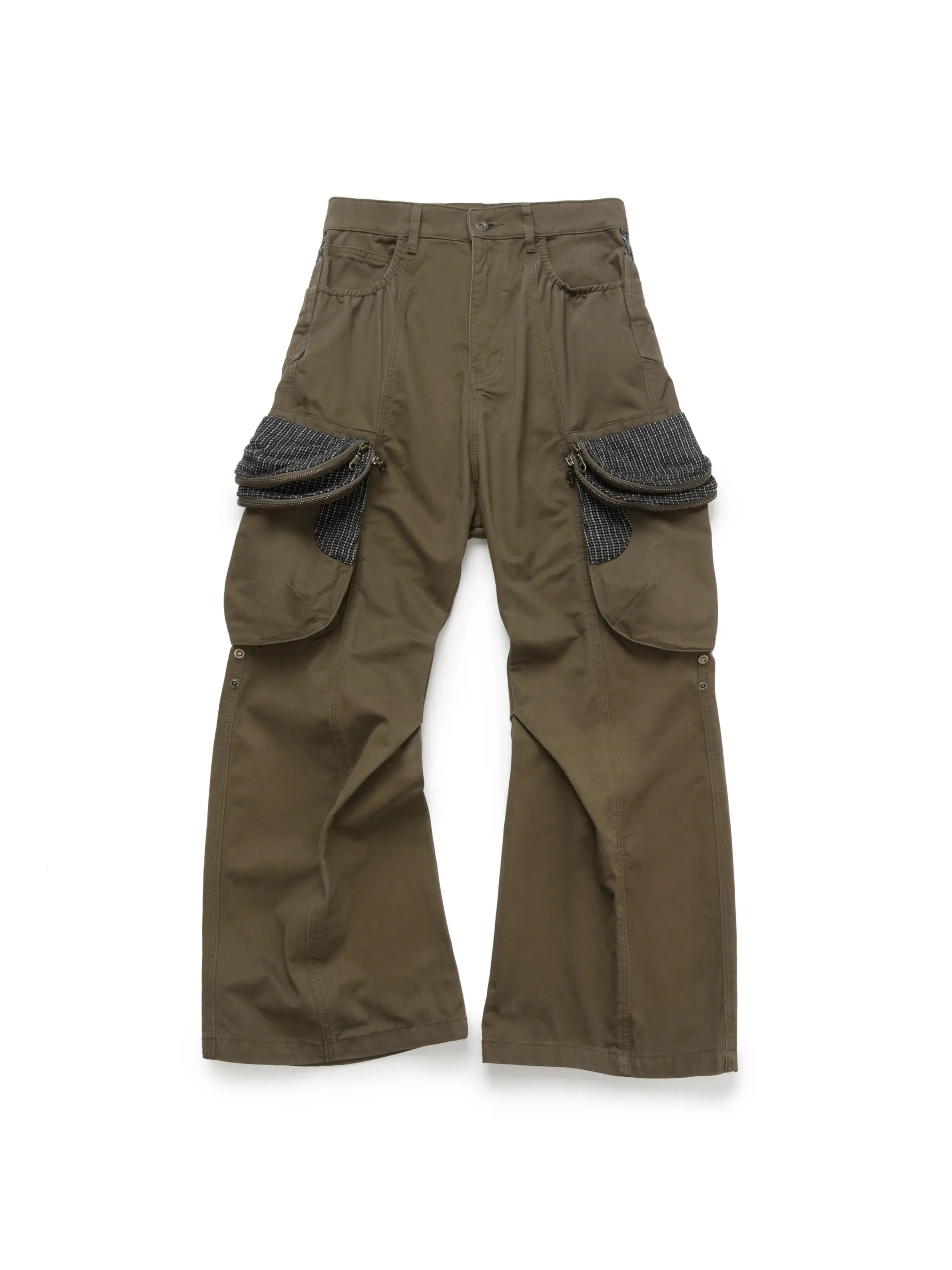 Low Waist Cargo Pants Double Cover Pitcher Plant CPE Workwear Trousers Multi Pockets Loose Fit Denim Jeans for Men