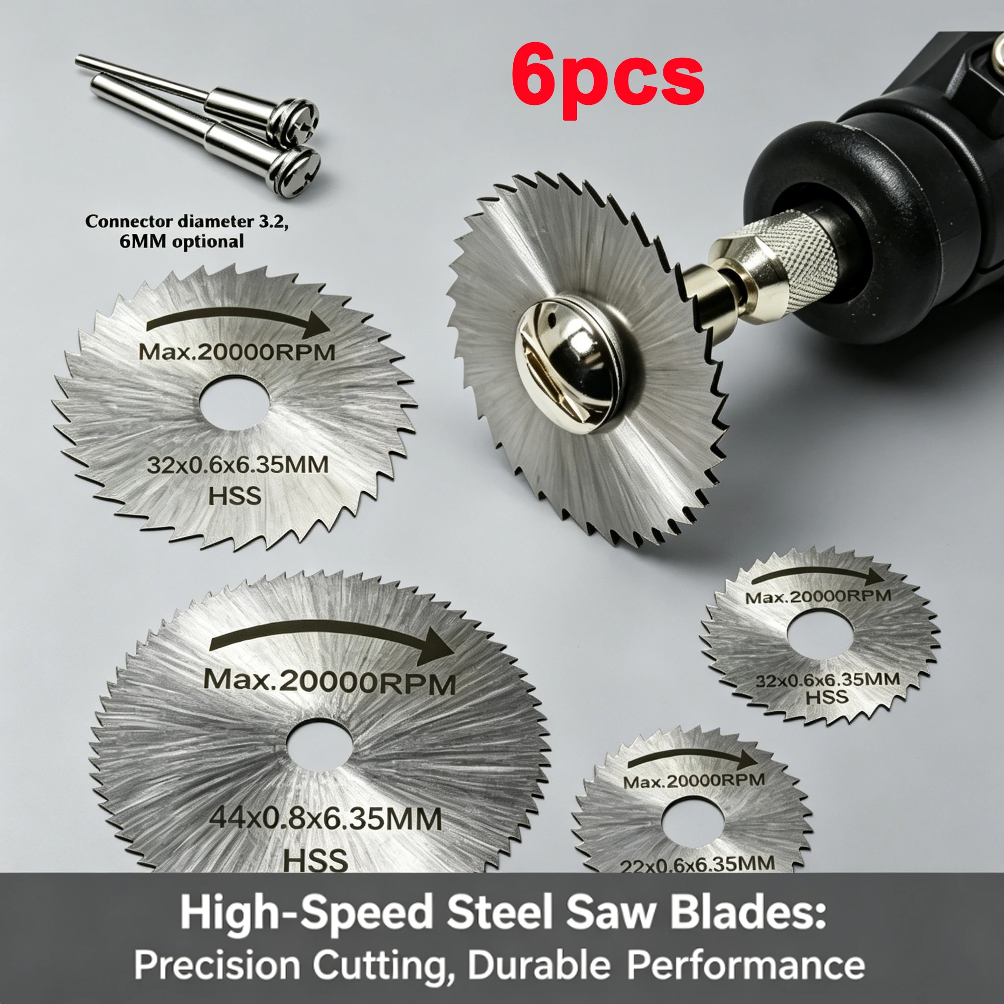 High Speed Steel Saw Disc 6Pcs Rotary Cutting Blades 3/6mm Shank Cuts For Wood Plastic Soft Aluminum DIY Craft Power Tool Parts