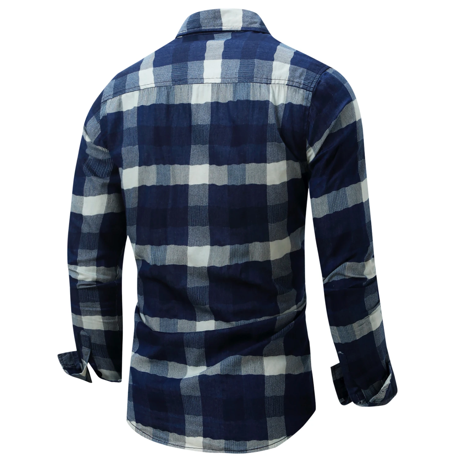 2023 New Fashion Men\'s Long Sleeve Plaid Cotton Denim Shirt Casual Business Button Down Vintage Office Dress Shirts Male Clothes