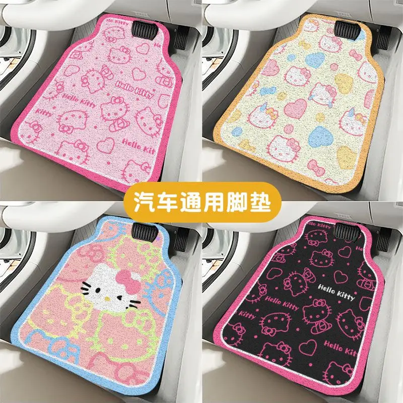 Hello Kitty General Motors Wire Ring Floor Mats Cute Wear-Resistant Anti-Slip Dirt-Resistant Car Accessories Protective Mat