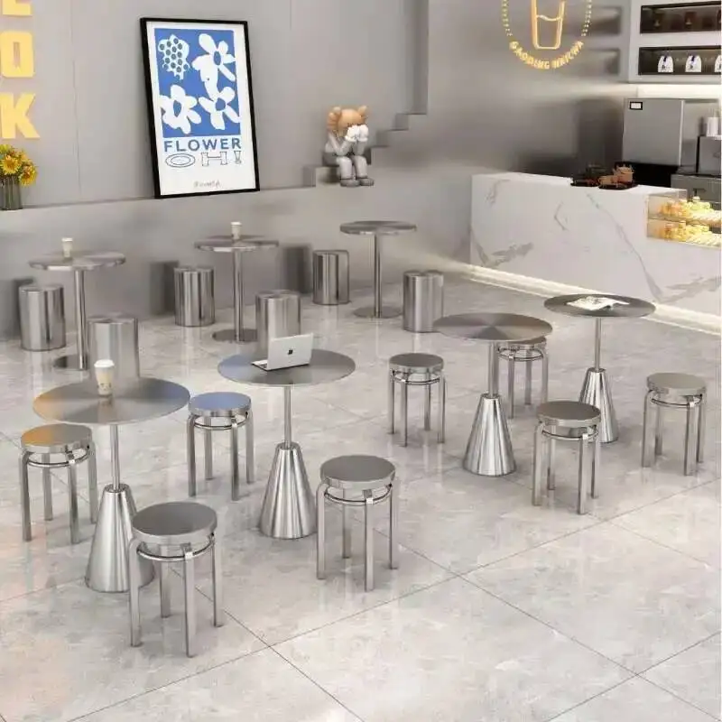 

Tea Stainless Steel Internet Famous Tables Milk Commercial Circular Bar Leisure Negotiation Area Table Industrial Style Sofa