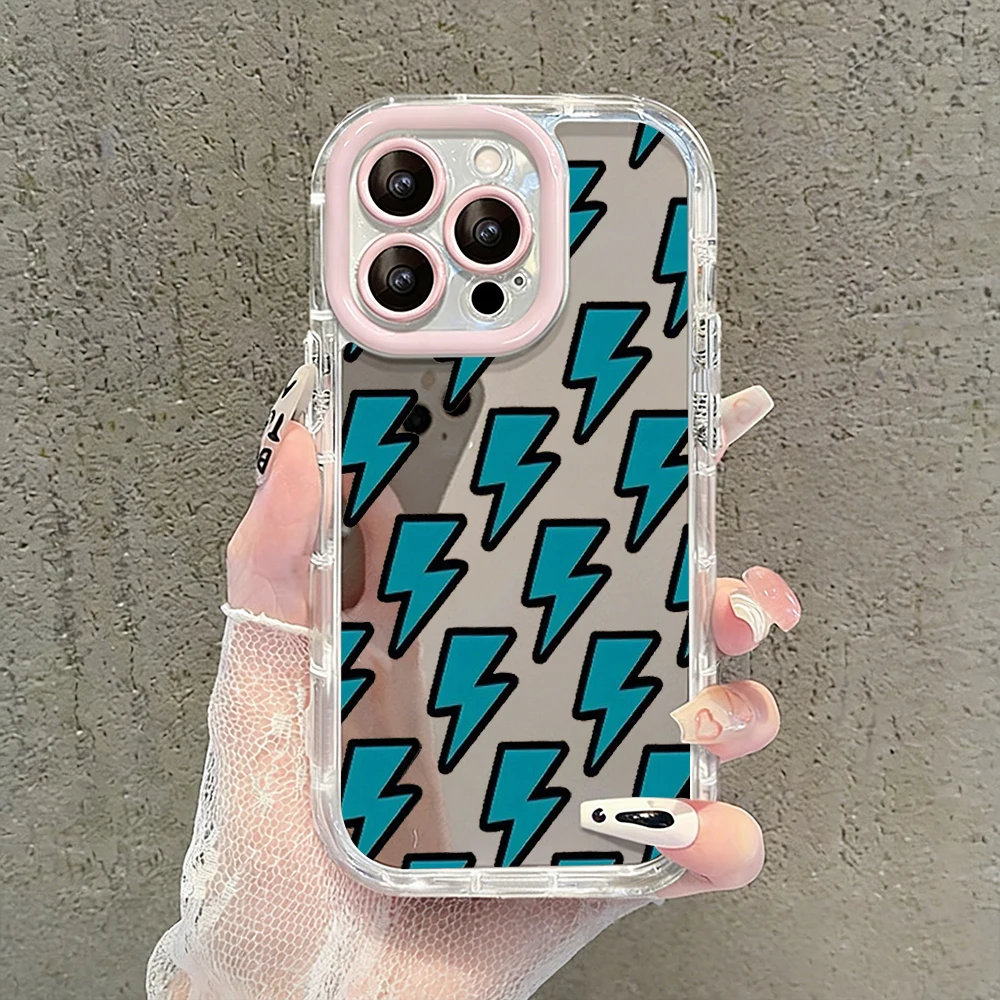 Stilvolle Handyhülle mit Blitzsymbol, Luftkissen und Spiegel für iPhone 16 15 14 13 Pro Max 17 12 11 Pro XR XS MAX 7 8 Plus INS Cover – Detail 2