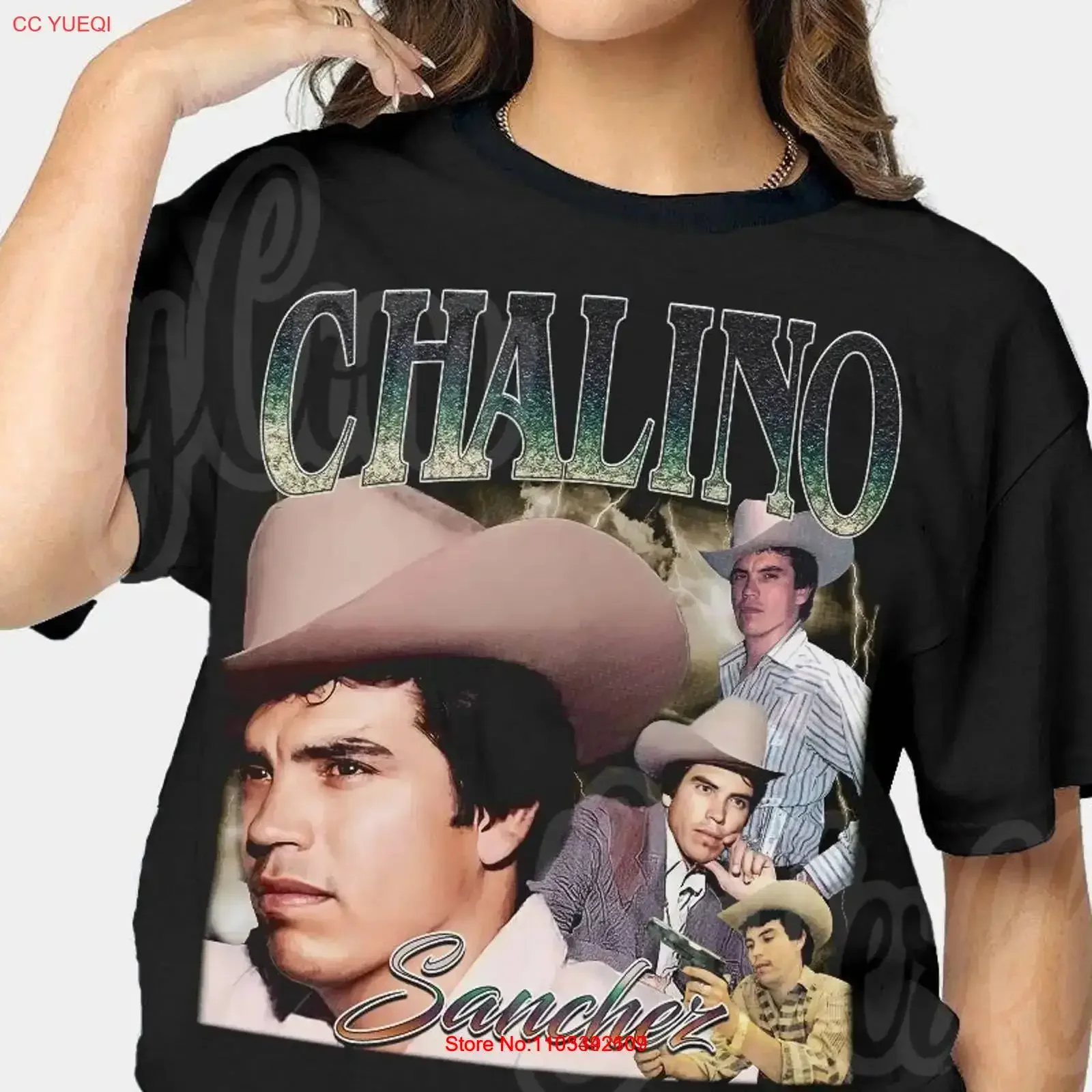 Camiseta Retro Chalino Sanchez, Estilo Vintage, Lavada, Versátil, Ligeramente Suave, Elegante y Cómoda para Uso Diario