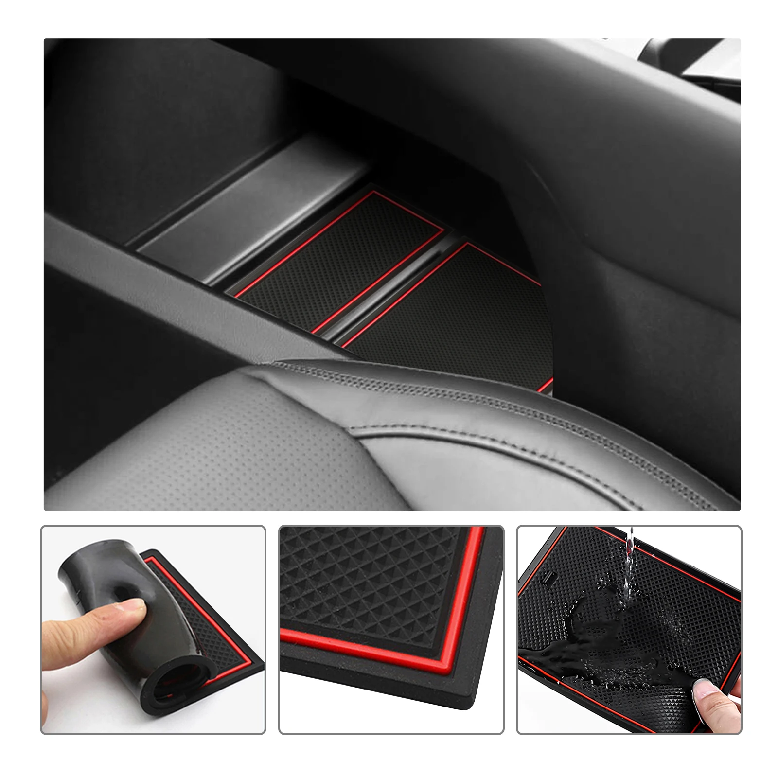 LFOTPP Door Groove Mat for Hyundai Santa Fe 2024 Car Anti-slip Mat Rubber Gate Slot Pads Auto Hyundai Santa Fe Accessories 2024