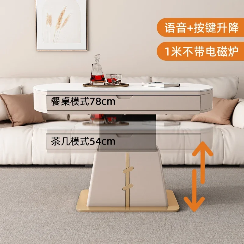 1 meter multi-functional telescopic rock slab coffee table small apartment household light luxury intelligent voice-activated