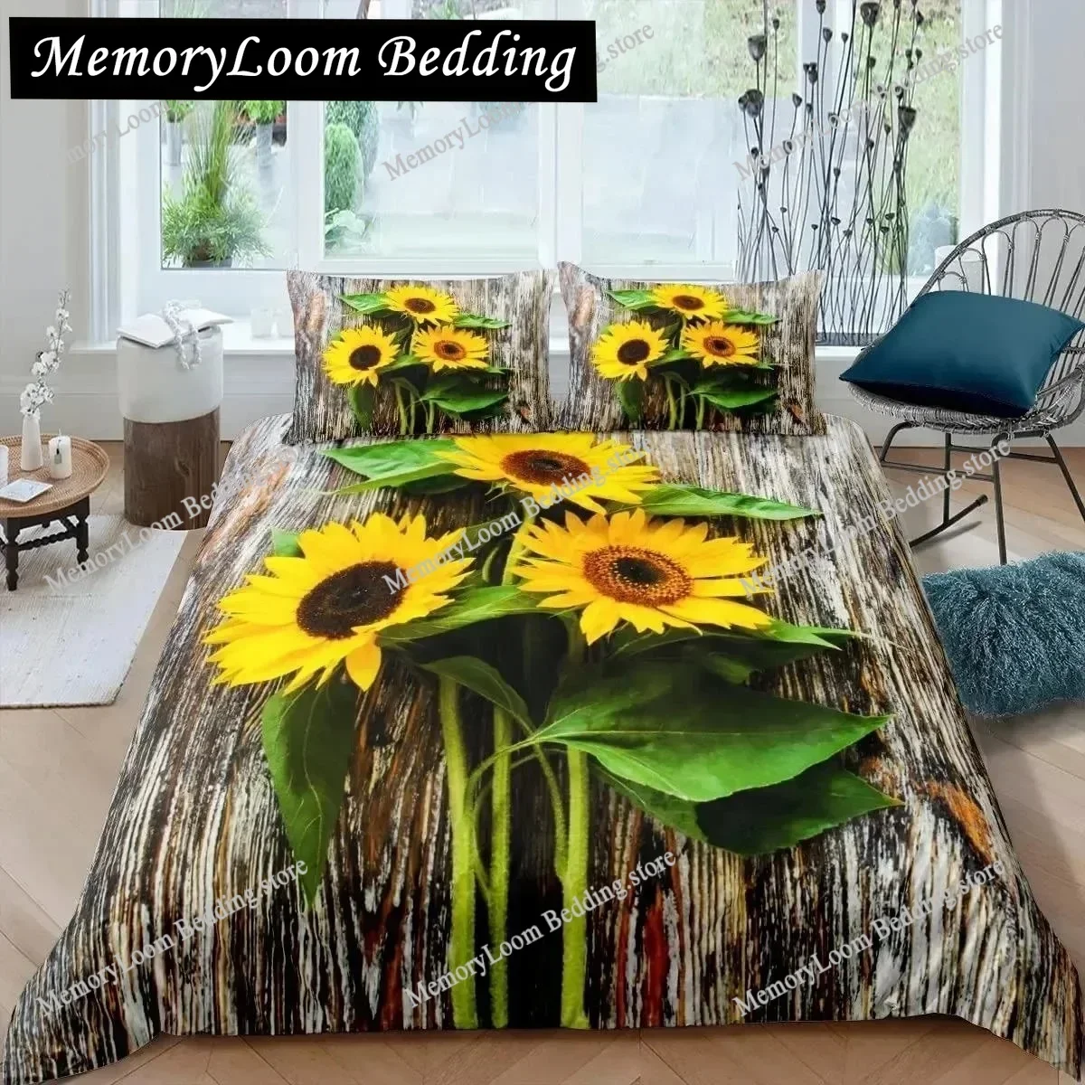 3D Wood Barn Door Duvet Cover Set Western King Size Rustic Bedding Set Wooden Farmhouse Country Style Polyester Quilt Cover