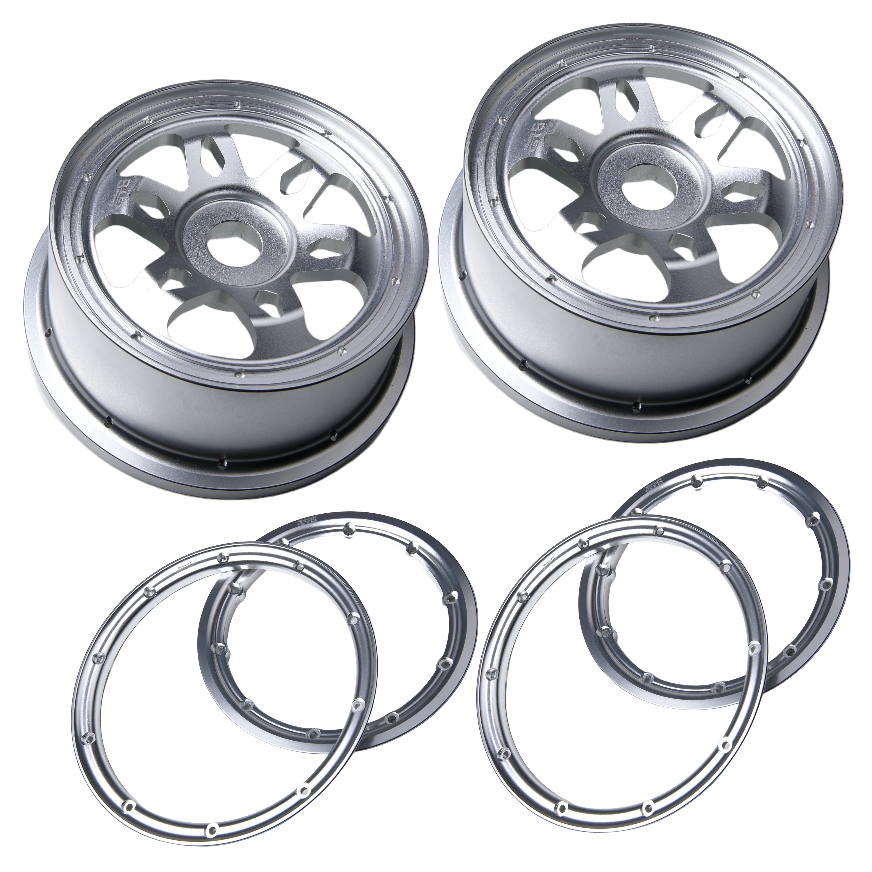 GTB CNC Aluminum Front Rear Wheel Hub with Rings Set for 1/5 RC Car Losi 5ive t Upgrade Part