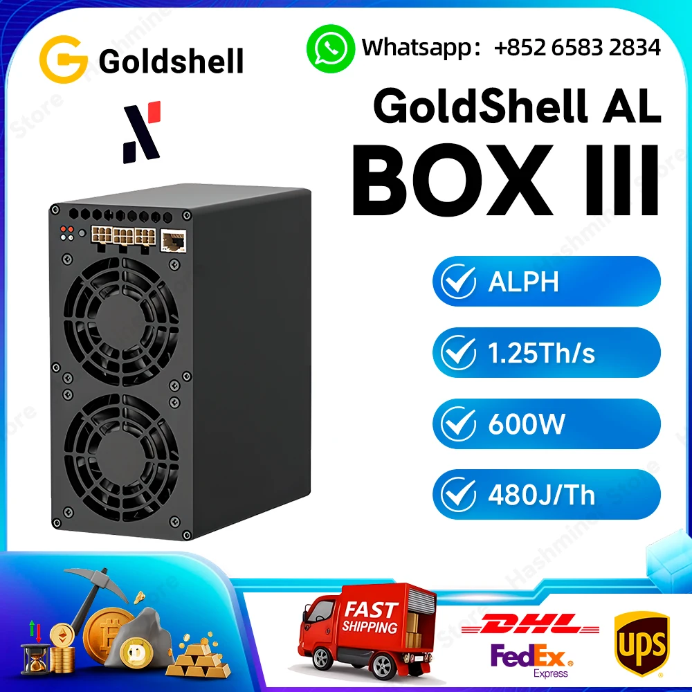 Goldshell AL BOX III 1.25Th/s 600W Alephium Miner Blake3 Algorithm ALPH Crypto Mining AL BOX 3 Asic Miner Machine