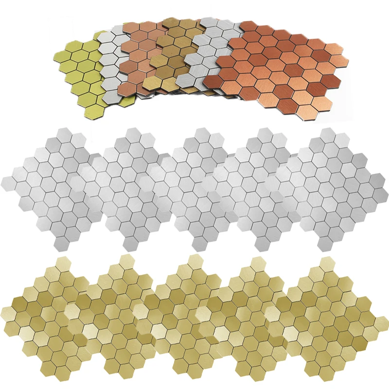 5/10PCS Hexagonal Self-Adhesive Kitchen Bathroom Wall Tiles Stickers Waterproof Stain-Resistant Peel And Replace Decoration