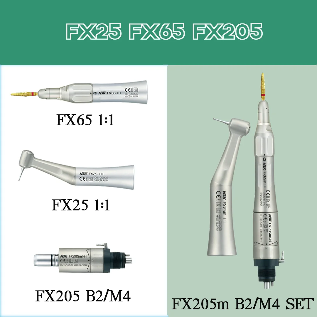 NSK FX25 FX65 Dental 1:1 Direct Drive Contra Angle Mini Head Low Speed Handpiece Dentistry Against Contra Angle Polishing Tools