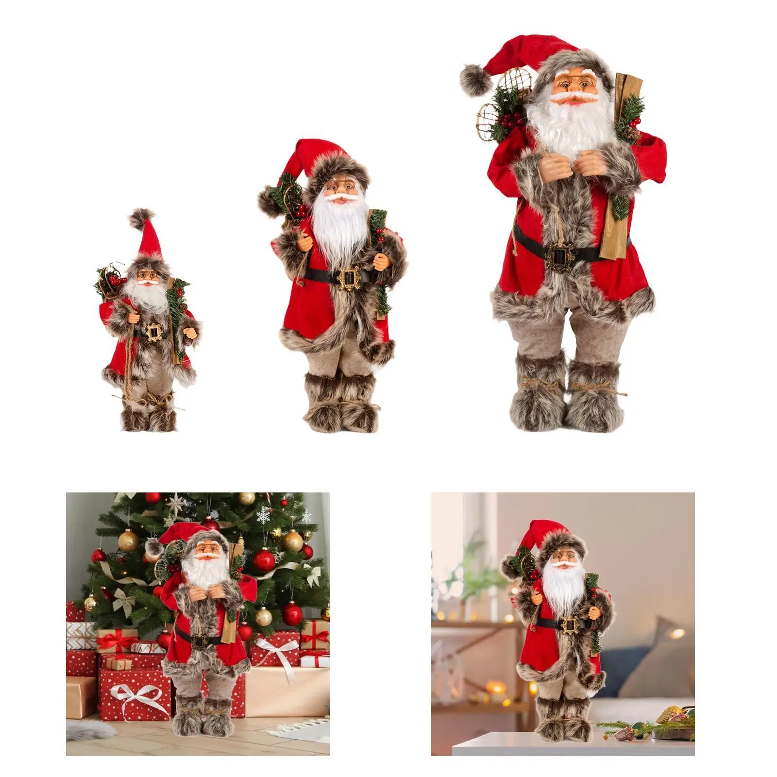 Standing Santa Claus Doll Table Centerpiece Sculpture Collectible Gift Statue Santa Figurine for Home Car Bedroom Mantle Indoor