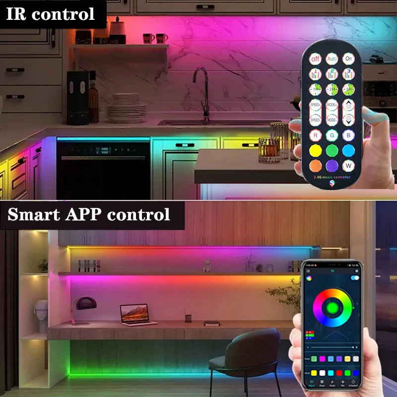 Taśma LED WS2812B RGBIC Indywidualnie adresowalna inteligentna taśma LED RGB Wodoodporna i zestaw do zdalnego sterowania aplikacją Bluetooth IP65