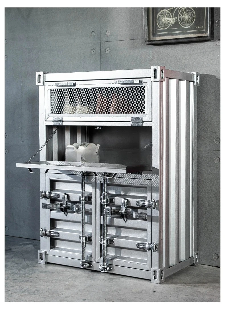 Container Retro Industrial Style Shoe Cabinet Creative Storage Cabinet Organizer Entryway Cabinet Simple