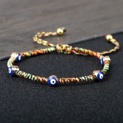 Lucky Evil Eye Braided Bracelets For Women Men Adjustable Rope Blue Evil Eye Beads Bracelets Couples Friendship Handmade Jewelry