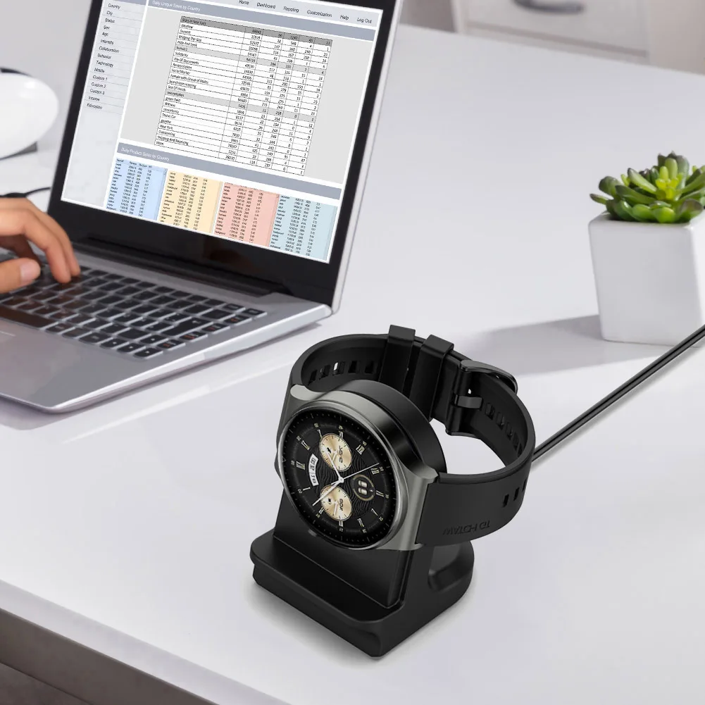 رف تخزين قاعدة شحن من السيليكون، حامل ساعة غير قابل للانزلاق، ملحقات دعامة تخزين لساعة Huawei Watch Buds/Huawei Watch GT Cyber