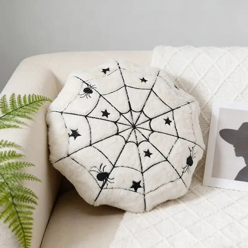 Halloween Spider Web Black White Cushion Nordic Minimalist Light Luxury for Sofa Bay Window Scene Decor