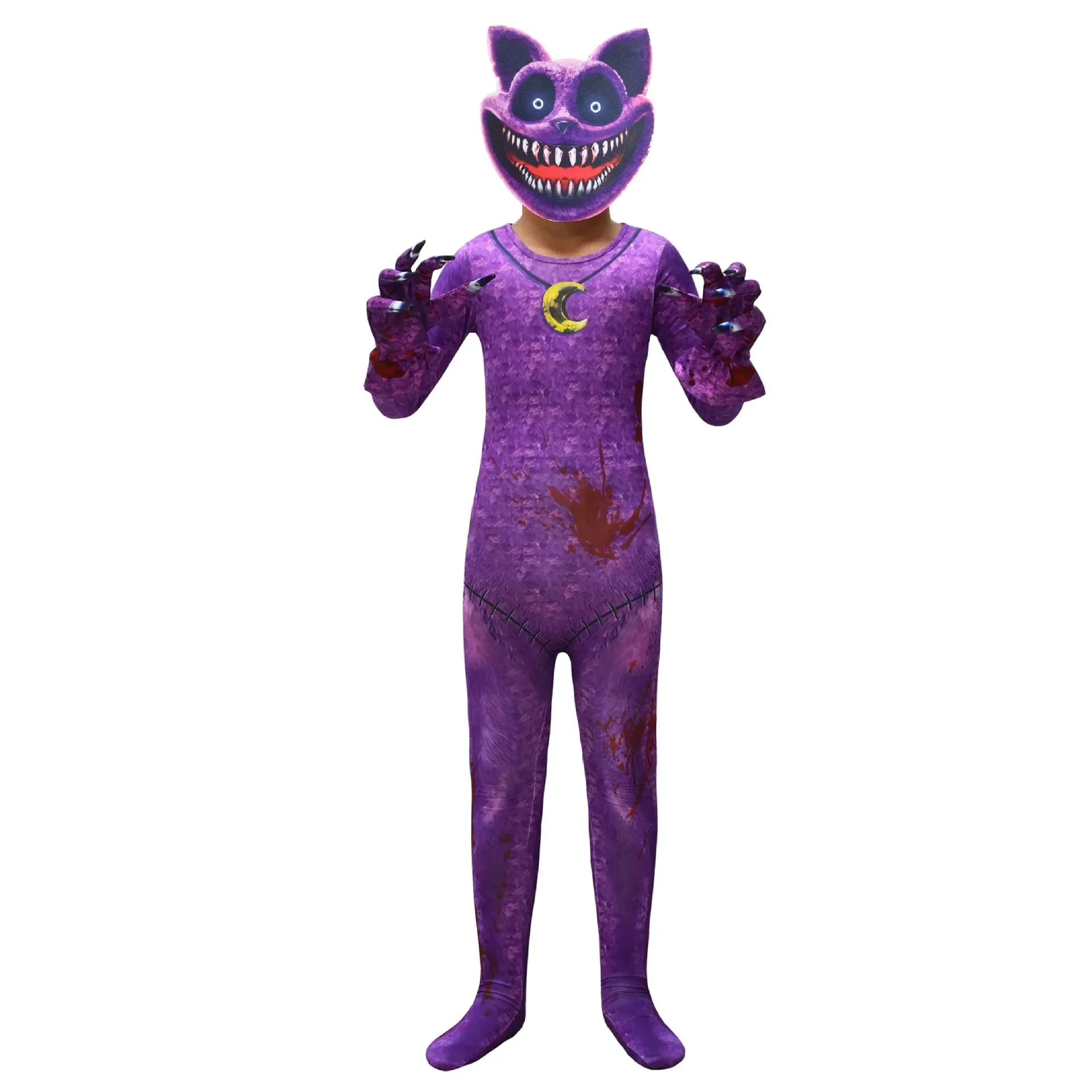 New Halloween Children Role-playing Catnap Smilings Critters Cat Cosplay Costume Catnap Jumpsuits with Mask Kids Horror Costumes