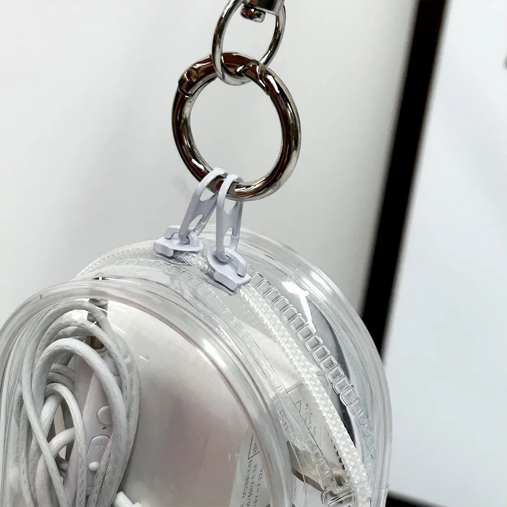Bolsa de Armazenamento Portátil Mini Transparente com Zíper, Chaveiro, Boneco de Desenho Animado, Organizador de Caixa Misteriosa para Brinquedos Infa