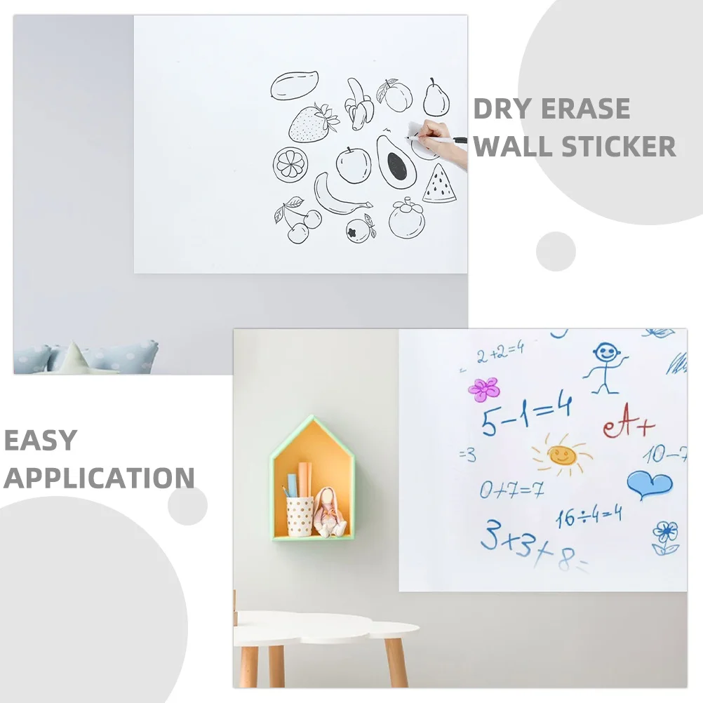 2Pcs Dry Erase Wall Sticker Removable Electrostatic Whiteboard for Home Office Rewritable Smooth Writing Surface Graffiti Board